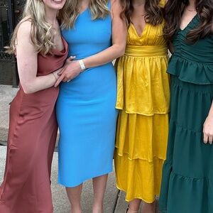 Petal and pup Blue midi one shoulder dress